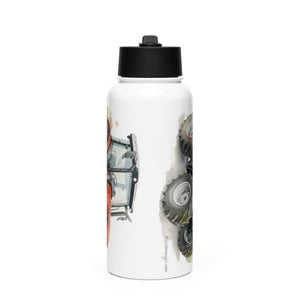 The Tractor Mugs Store SAME Dorado Natural 70 (Stage V) Watercolor | Stainless steel water bottle with a straw lid Quality Farmers Merch
