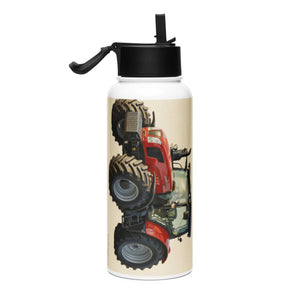 The Tractor Mugs Store SAME Explorer 105 (Stage V) Oil Painting | Stainless steel water bottle with a straw lid Quality Farmers Merch
