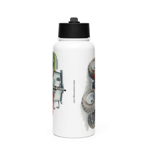 The Tractor Mugs Store SAME Explorer 105 (Stage V) Watercolor | Stainless steel water bottle with a straw lid Quality Farmers Merch
