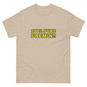 The Tractor Mugs Store Sand / S 100% PURE FARMIN!! | Unisex classic tee Quality Farmers Merch