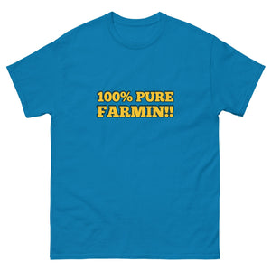 The Tractor Mugs Store Sapphire / S 100% PURE FARMIN!! | Unisex classic tee Quality Farmers Merch