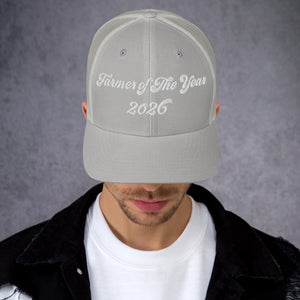 The Tractor Mugs Store Silver Farmer of The Year 2026 | Retro 70's Trucker Cap Quality Farmers Merch