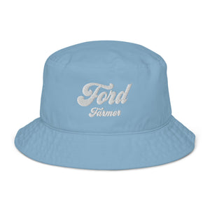The Tractor Mugs Store Slate Blue Ford Farmer | Organic bucket hat Quality Farmers Merch
