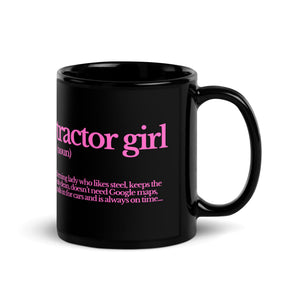 The Tractor Mugs Store TRACTOR GIRL | Black Glossy Mug Quality Farmers Merch