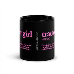 The Tractor Mugs Store TRACTOR GIRL | Black Glossy Mug Quality Farmers Merch