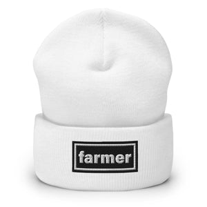 The Tractor Mugs Store White OASIS Style 'farmer' | Cuffed Beanie Quality Farmers Merch