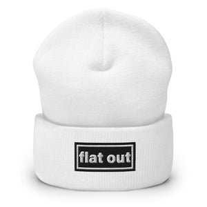 The Tractor Mugs Store White OASIS Style 'Flat Out' | Cuffed Beanie Quality Farmers Merch