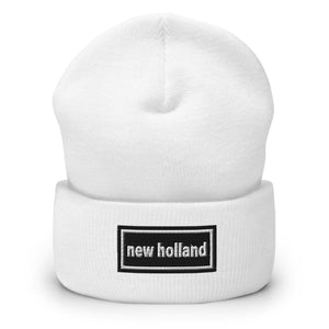The Tractor Mugs Store White OASIS Style 'New Holland" | Cuffed Beanie Quality Farmers Merch