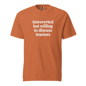 The Tractor Mugs Store Yam / S Introverted But Willing To Discuss Tractors | Unisex Premium T-shirt Quality Farmers Merch