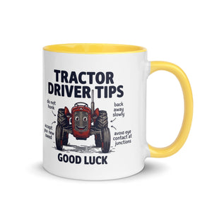 The Tractor Mugs Store Yellow / 11 oz Tractor Driving Tips | Mug with Color Inside Quality Farmers Merch