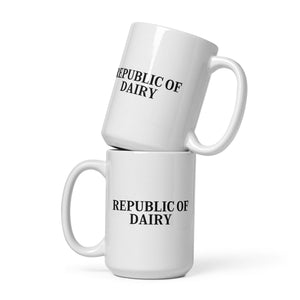 The Tractors Mugs Store 15 oz Republic of Dairy  White glossy mug Quality Farmers Merch