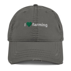 The Tractors Mugs Store Charcoal Grey I Love Farming Distressed Dad Hat Quality Farmers Merch