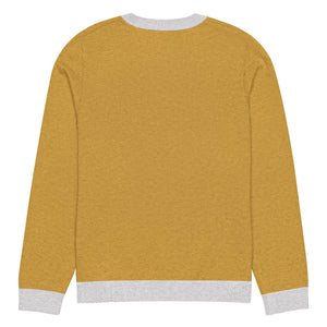 The Tractors Mugs Store Happy Farmer (Yellow) Knitted crew neck sweater Quality Farmers Merch