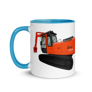 The Tractors Mugs Store Hitachi Zaxis 200 Mug with Color Inside Quality Farmers Merch