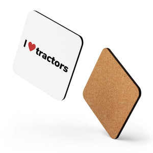 The Tractors Mugs Store I Love Tractors Cork-back coaster Quality Farmers Merch