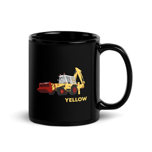 The Tractors Mugs Store If She Ain't Yellow JCB  Black Glossy Mug Quality Farmers Merch