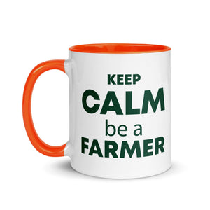 The Tractors Mugs Store KEEP CALM be a FARMER Mug with Color Inside Quality Farmers Merch