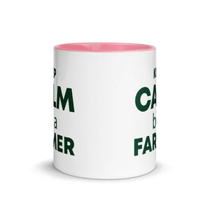 The Tractors Mugs Store KEEP CALM be a FARMER Mug with Color Inside Quality Farmers Merch