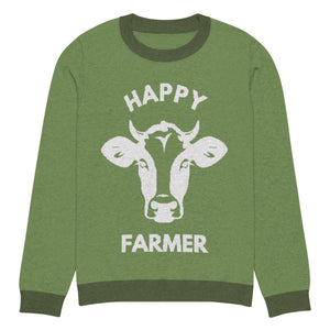 The Tractors Mugs Store M Happy Cattle Farmer Knitted crew neck sweater Quality Farmers Merch