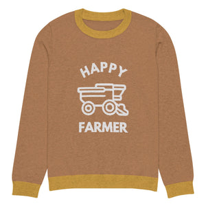 The Tractors Mugs Store M Happy Tillage Farmer Knitted crew neck sweater Quality Farmers Merch