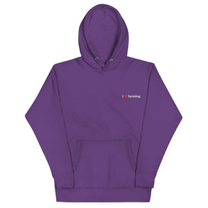 The Tractors Mugs Store Purple / S I Love Farming Unisex Embroidered Hoodie Quality Farmers Merch