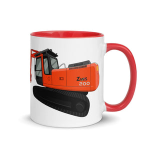 The Tractors Mugs Store Red Hitachi Zaxis 200 Mug with Color Inside Quality Farmers Merch