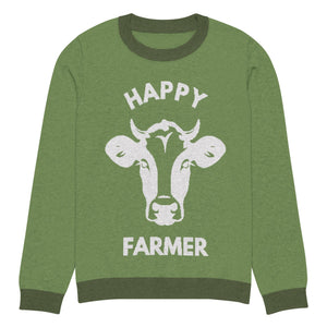 The Tractors Mugs Store XL Happy Cattle Farmer Knitted crew neck sweater Quality Farmers Merch