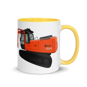 The Tractors Mugs Store Yellow Hitachi Zaxis 200 Mug with Color Inside Quality Farmers Merch