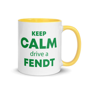 The Tractors Mugs Store Yellow KEEP CALM drive a FENDT Mug with Color Inside Quality Farmers Merch